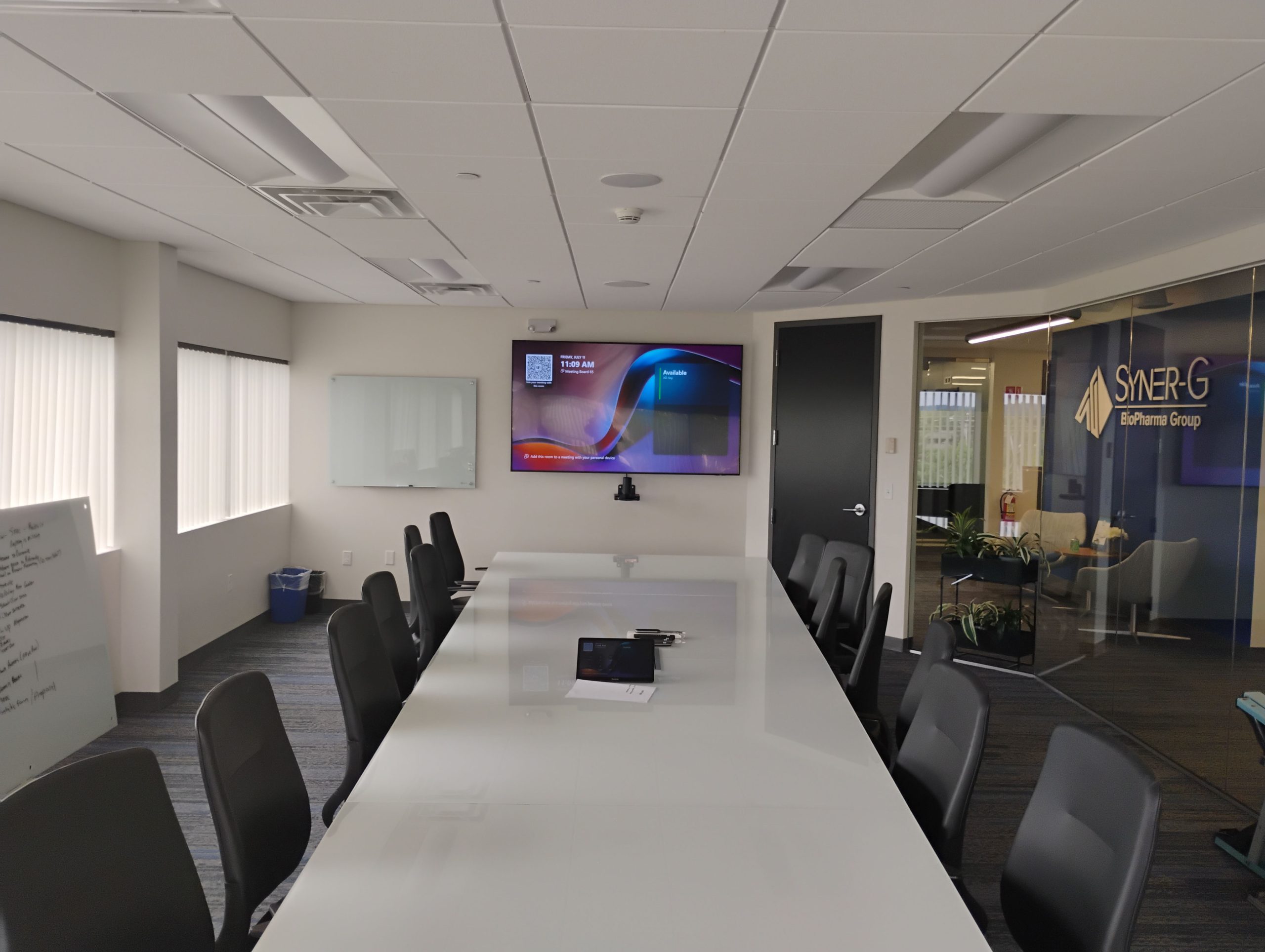 WAV Installs Teams Conferencing Executive Boardroom conferencing Executive boardroom including; An LG 86" TV, a Yealink MVC S90 AVHub system with WPP30 wireless presentation pod at Syner-G Biopharma Group in Framingham,MA.